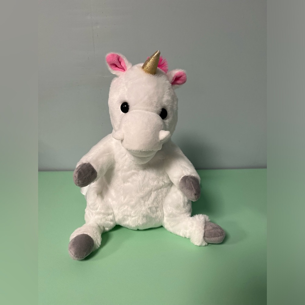 Ardene White & Pink Unicorn Backpack, Kids Plush Stuffed Animal Backpack Toy